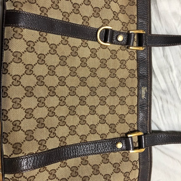 Authentic GUCCI Monogram Canvas and leather tote - Picture 2 of 5